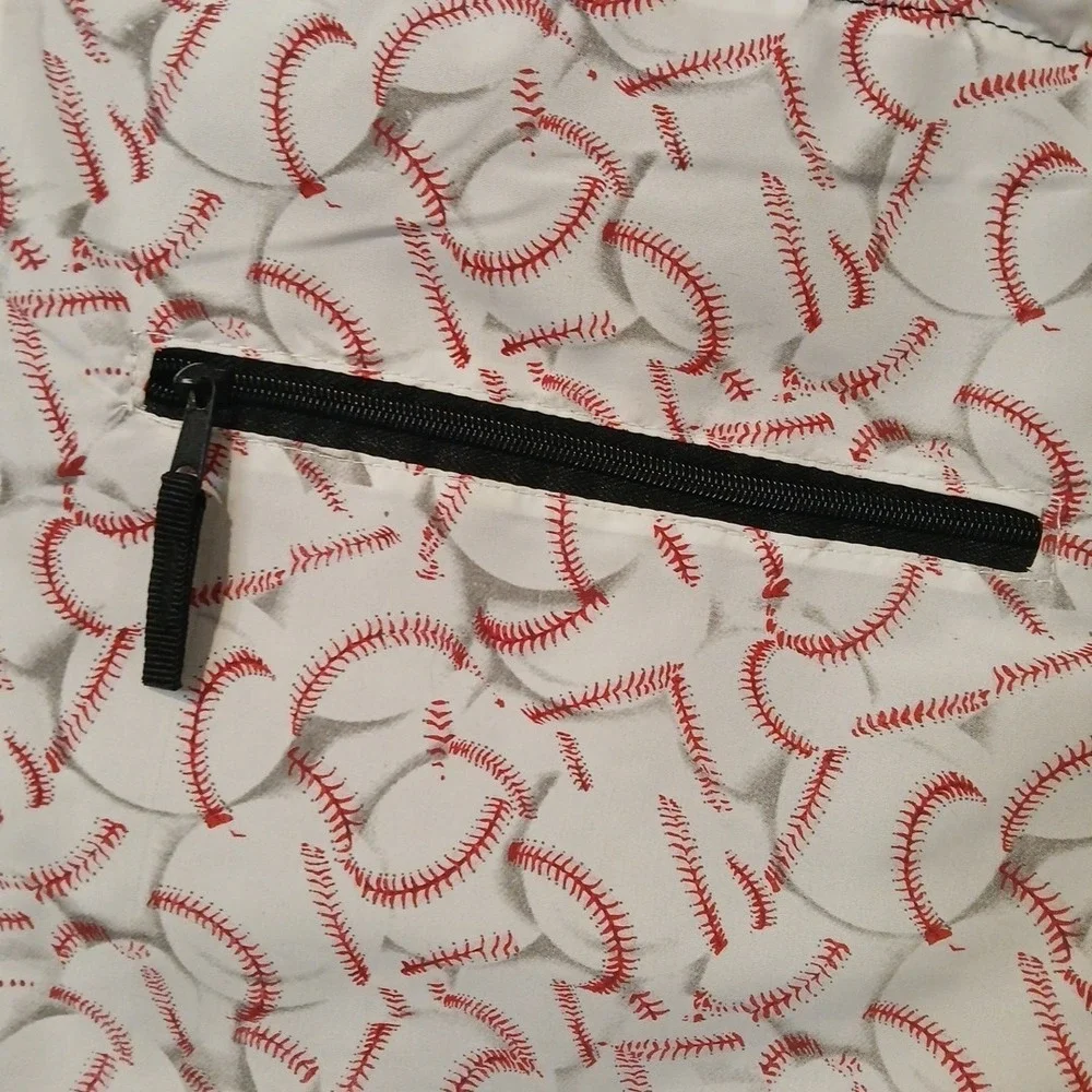 Baseball Themed Lined Drawstring Bag 12
